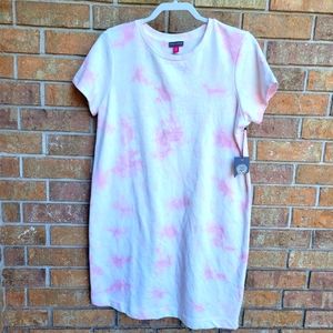 Vince Camuto Dusty Blossom Tie Dye Crew Neck Mini T-Shirt Dress Size Medium